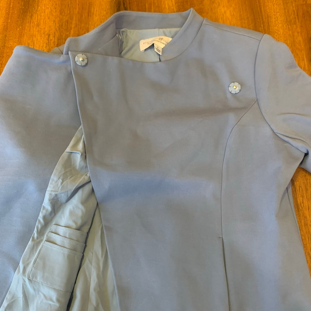 Elizabeth & Clarke Military Style Jacket 6 Blue Detailed stitching Stain Protect - Picture 6 of 13